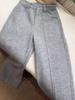 Elegant Women's Wool Blend High-Waisted Straight-Leg Trousers - Light Gray, Slimming 3D Cut, Warm Autumn/Winter Suit Pants