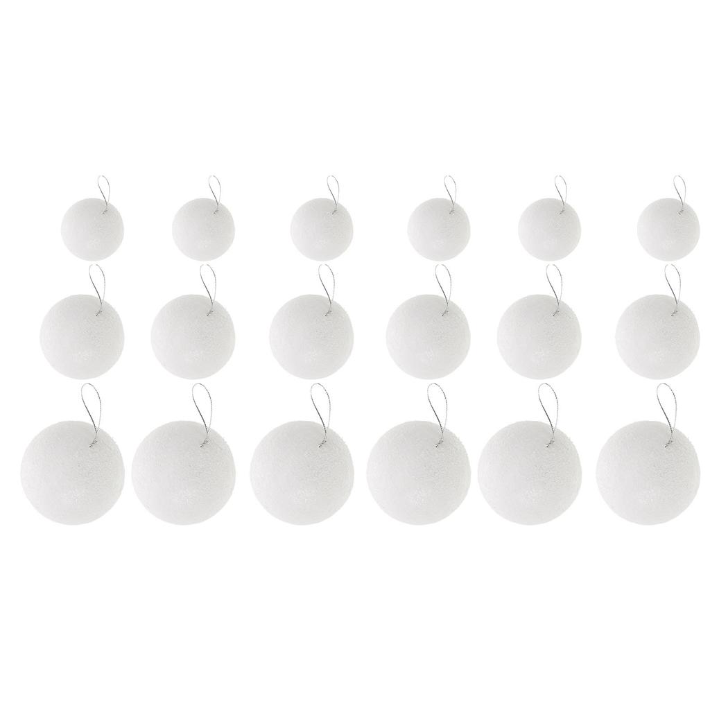 18Pcs Christmas Tree Foam Balls White Snowball Baubles Hanging Ornaments Xmas Holiday Party Wedding Supplies Tree Ball