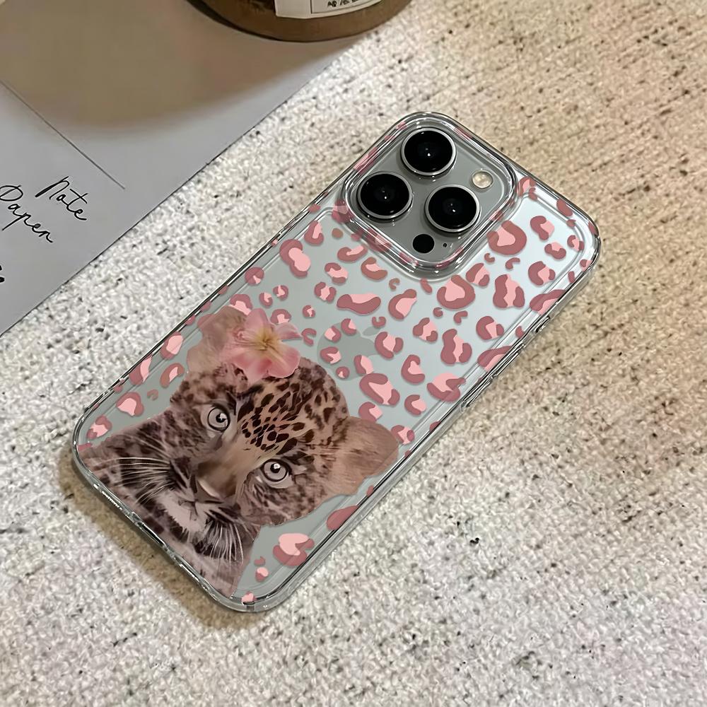 For Iphone 16 Pro Max Case Pink Leopard Leopard Silicone Cover For Iphone Air 17 Plus 11 Air 12 14 15 13 Soft Cover Funda
