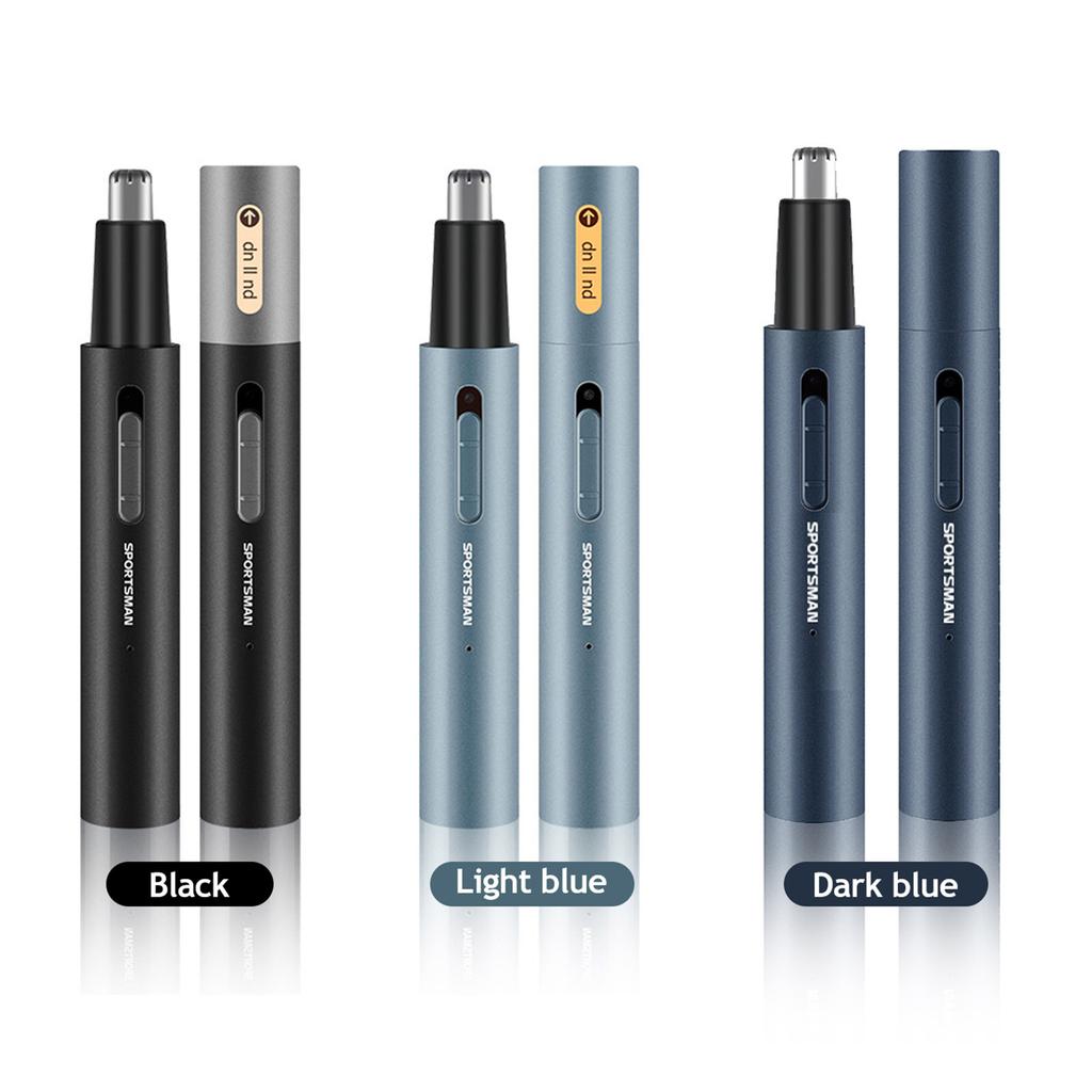 Electric Nose Hair Trimmer Aluminum Tube Body Arched Cutter Head USB Rechargeable with Eyebrow
