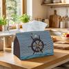 1pc Nautical Helm Seagull Tissue Box | Multi-functional Napkin Dispenser, Suitable for Home, Parties, Car Decoration Blue White Stripe Sea Wave - Deco