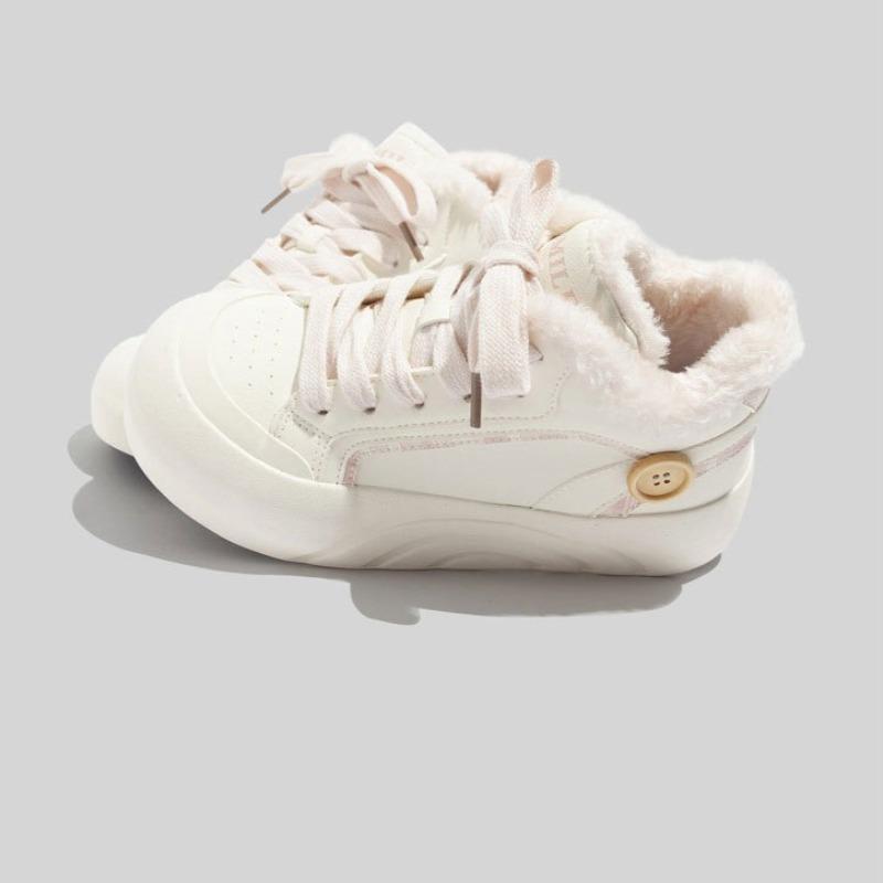 Fleece-lined and Thickened Cotton-padded High-top Sneakers Are Fashionable Versatile Casual and Warm