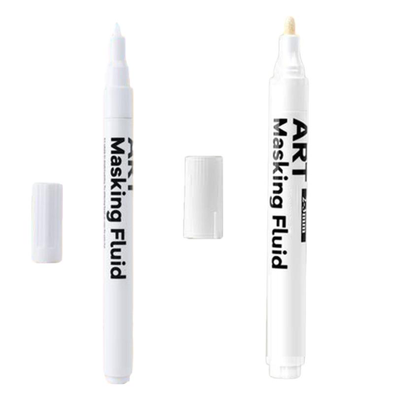 White Fluid Pen 3.0mm Broad Tip 0.7mm Fine Tip White Paint Pen for Watercolor Painting Artwork Highlighting