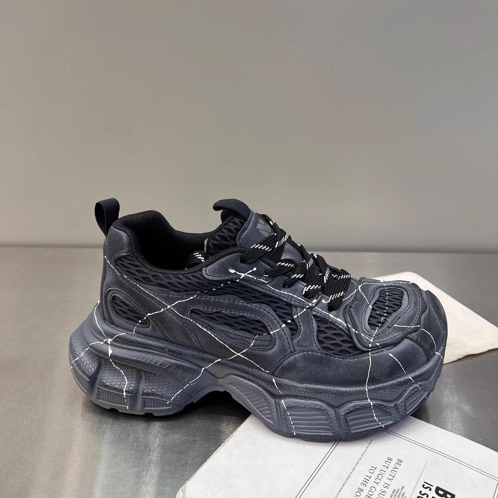 Adidași retro cu platformă, lustruiți, graffiti, pantofi de tată, pantofi noi casual tip muffin pentru femei, adidași versatili din plasă