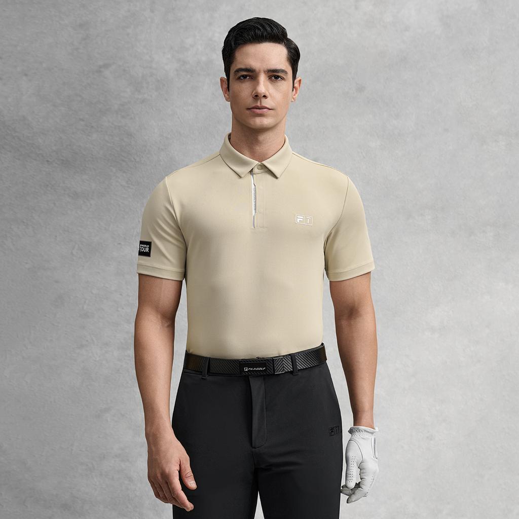 FILA Golf Series Fashion Simple Basic Classic Sports Casual Golf Versatile Comfortable Slim Fit Knitted Short Sleeve Polo Shirt Men tops A11M615103FBG