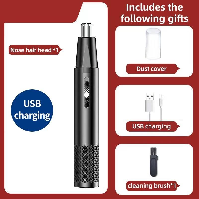 1 Set Electric Nose Hair Clipper Rechargeable Multi-kinetic Shaving Two-in-one Unisex Fully Automatic Washable Shaving Nose Trimmer