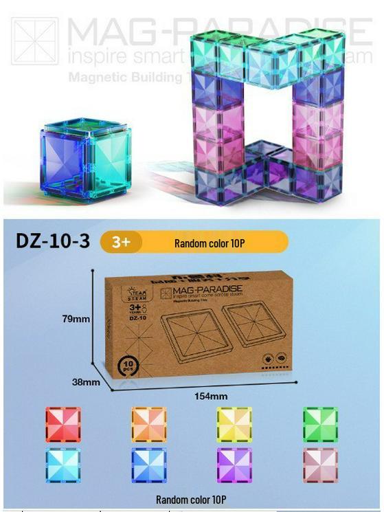 Stained Glass Magnetic Building Blocks Set - 100-Piece Educational Toy for Kids