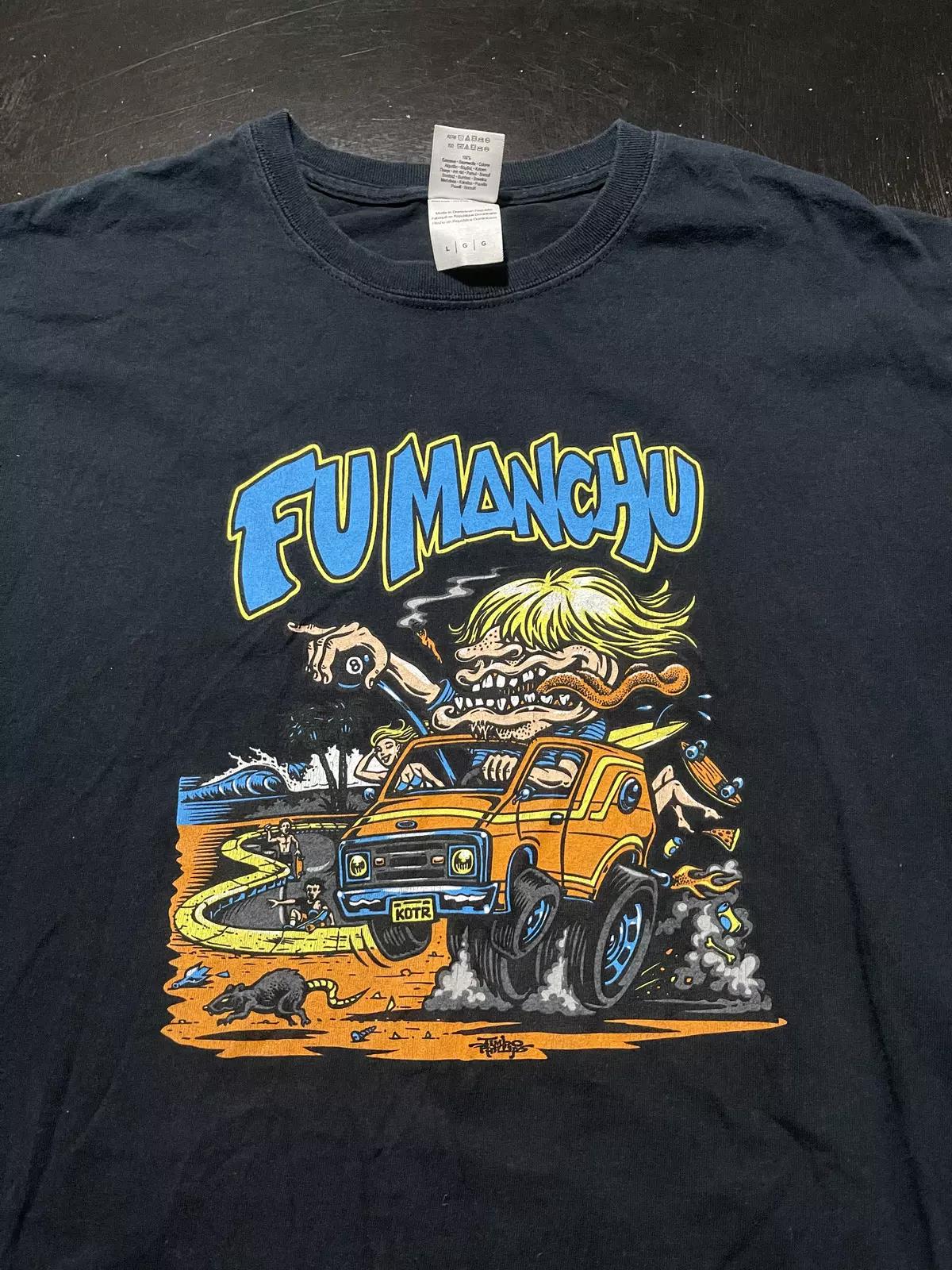 Fu Manchu Eating Dust T-Shirt, Black, Size: Large 4XL