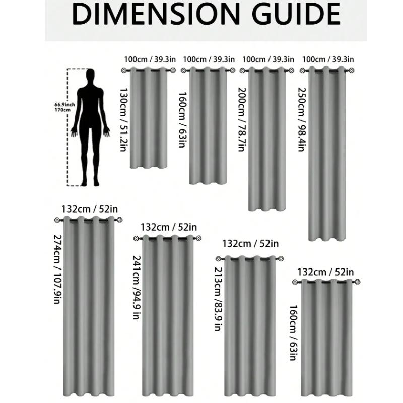 1PC Total Privacy Safe and Odorless Curtains for Living Room and Bedroom Solid Blackout Curtains with Grommets