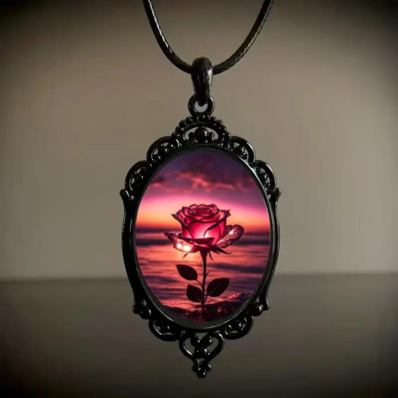 Retro Gothic Moon And Sun Pendant Necklace Women Men Punk Cross Metal Leather Rope Chain Vintage Jewelry Gift