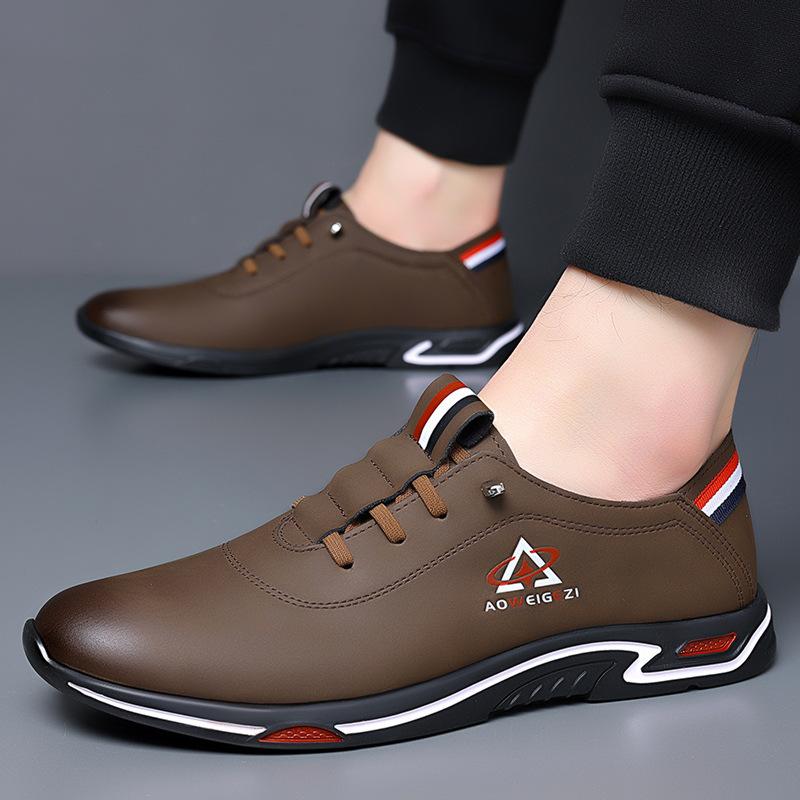 Men's leather shoes spring and summer business casual leather shoes large size light flat bottom work leather shoes men