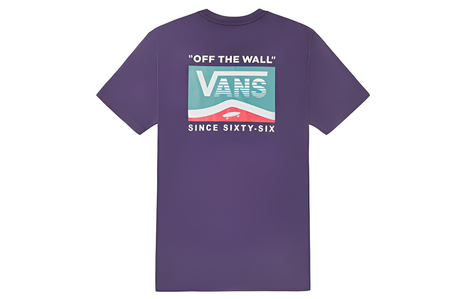 Vans T Shirts Women s Purple Crew Neck Moderate Straight Fit VN0A4MNDY0X M