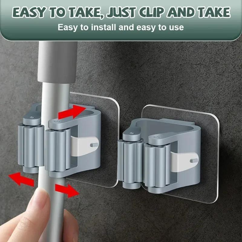 HOMZY 10PCS Wall Mounted Mop Organizer Holder Wall-Mounted Waterproof Mop Storage Rack Broom Hanger Hooks Household Tools