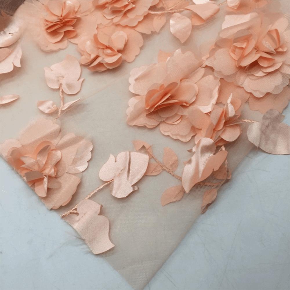 With Beads Embroidery Lace Fabric 140cm*1 Yard Clothing Sewing Fabric  Wedding Dress Applique