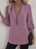 Womens Casual Cotton Linen Blouse With Pockets And Vneck For Summer 2025