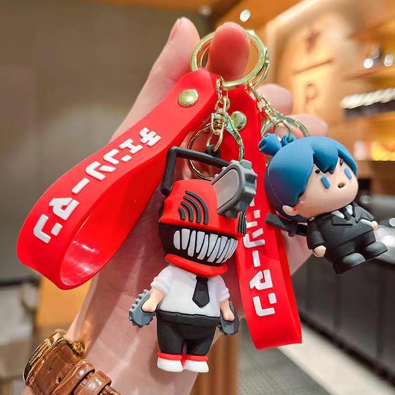 Anime-Charakter-Sammlerstücke Serie Chainsaw Man Hanam Schlüsselanhänger Puppen-Schlüsselanhänger für Tasche Anhänger Schlüsselhalter Kindergeburtstagsgeschenk