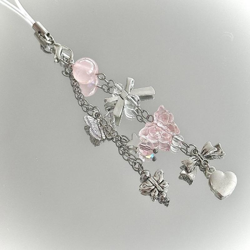 Portachiavi con Perline in Lega Acrilica Elegante Ciondolo per Telefono per Donne Ragazze Portachiavi Elegante Regalo Accessorio alla Moda per Borsa