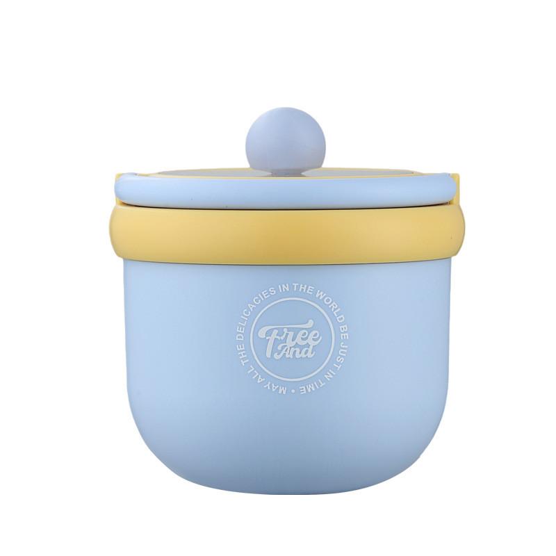 Insulated Student Breakfast Cup With Lid And Spoon For Office And School Use
