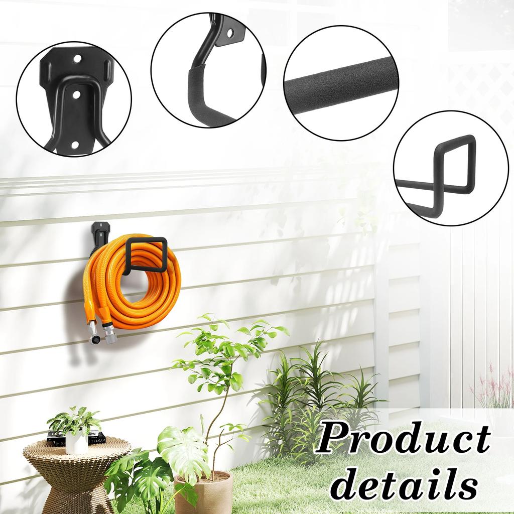3Pcs Garden Hose Holder Metal Hose Reel Hanger Wall Hooks Organizer Heavy Duty Water Tube for Outdoor Indoor Garage Yard