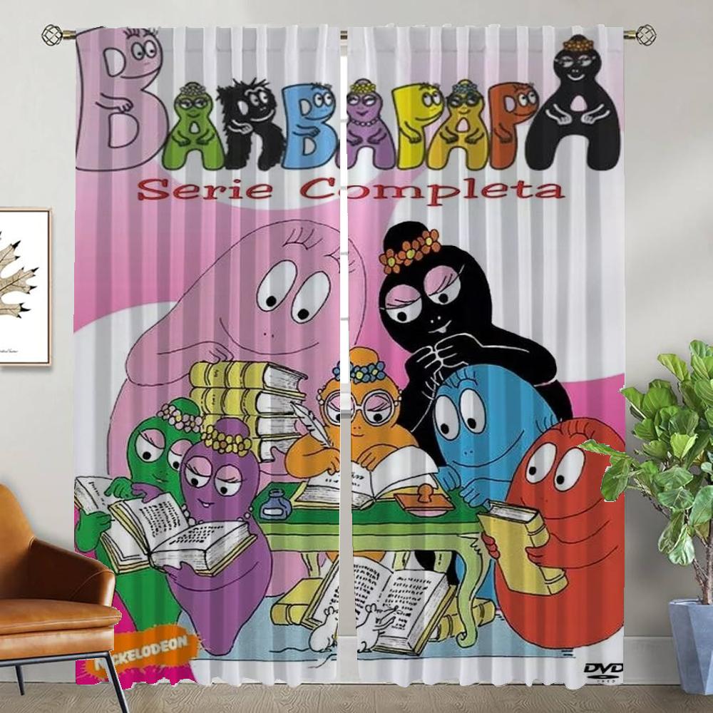 Les Barbapapas Noten Küchenvorhänge Kamera Halloween Dekoration Wohnraum Innenfenster Vorhang Jalousien Set von 2 Hergestellt Polyester Dekor