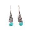 Natural Blue Turquoise Gemstone 925 Sterling Silver Women Handmade Earrings 1.9" EE-165-23