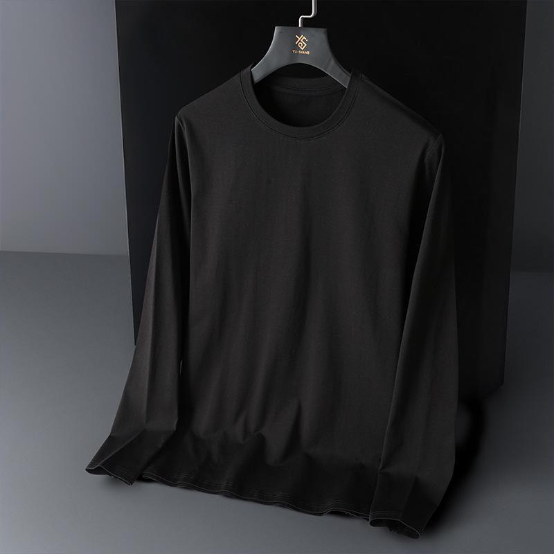 Men's Plus Size Autumn Round Neck Long Sleeve Solid Color Loose Fit T-Shirt