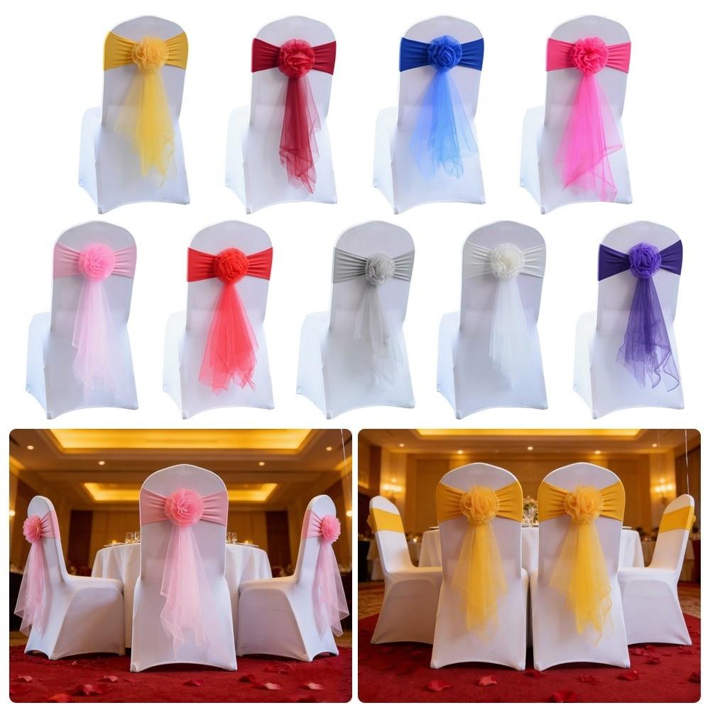 Stretch Chair Bow Tie Ready Made Spandex Stretch Cover Elegant Chair Sashes  Banquet Setting