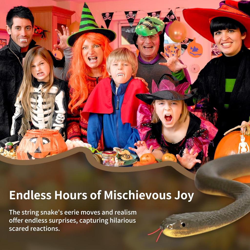 43.3 Inch Snake Prank with String Clip Golf Realistic Rubber Snake Model Tricky Toy Gags & Practical Jokes Halloween Party Favor