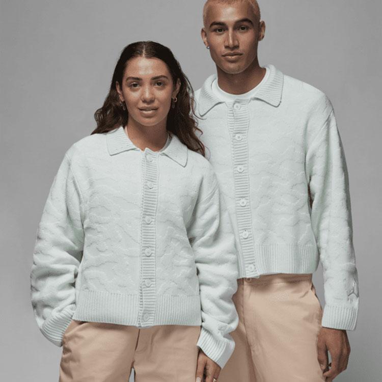 Jordan XJ Balvin FW23 Co-Branded Cardigan-Pullover aus reiner Wolle, Unisex-Oberteile, Mint FJ6146-394