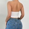 Women Sexy Halter Neck Floral Print Irregular Cropped Cami Top