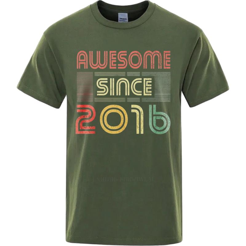 Casual summer For him t shirt Awesome Since 2016 Retro Design Short Sleeve Rock O Neck Teeshirt men cotton tshirt male tops