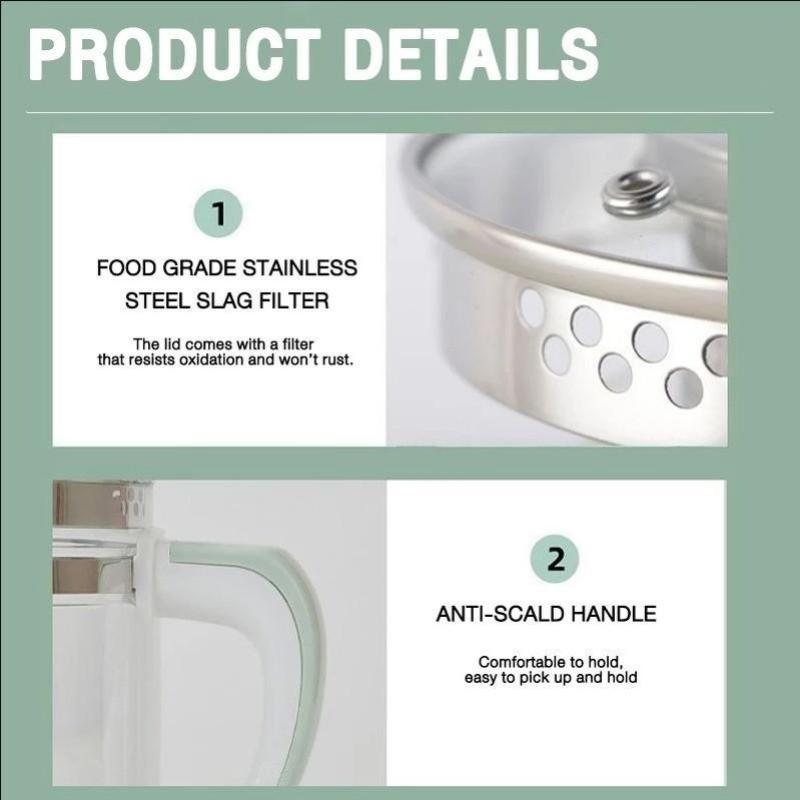 1.8L Large Capital Thermos Electric Health Teapot 800W Household Multi-function Kettle Small Portable Thick Glass Kettle