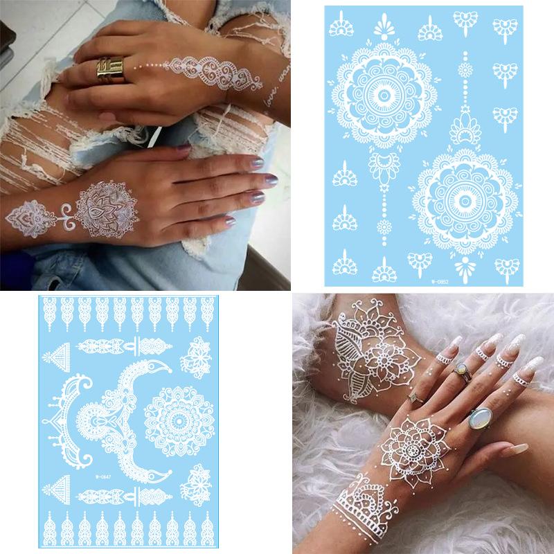 Beauty Sticker White Lace Tattoo Sticker 3D Hannah Bride Waterproof Tattoo Sticker