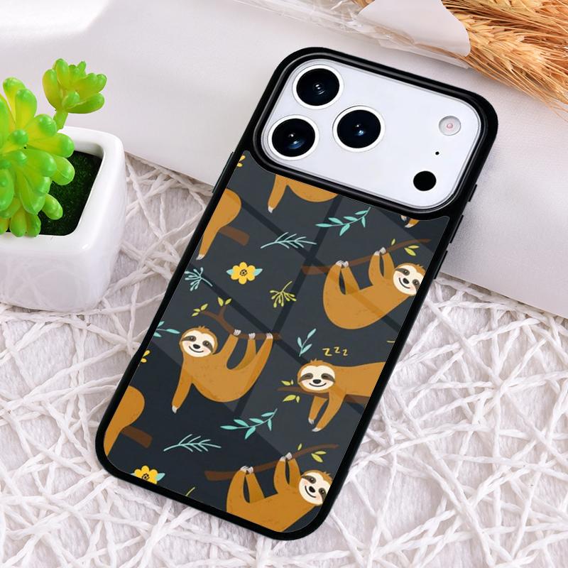 Kawaii Cute Sloth Phone Case for iPhone 17 Air 16 15 11 12 14 13 Pro Max Shockproof Cover