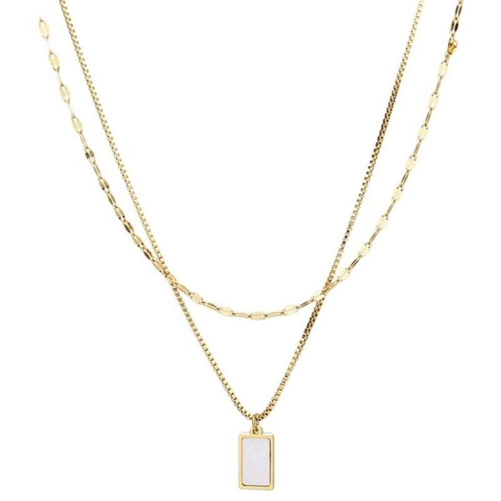 Embed Seashells Double Layer Necklace Titanium Steel Choker Necklace Women Jewelry