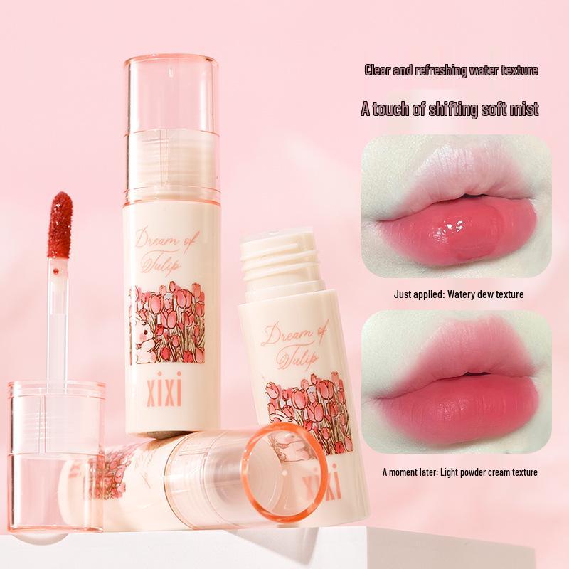 XIXI Heart To Heart Pink Mist Lip Glaze: Sweet Girl Brightens Skin, Faux Natural Look, Enhances Complexion.