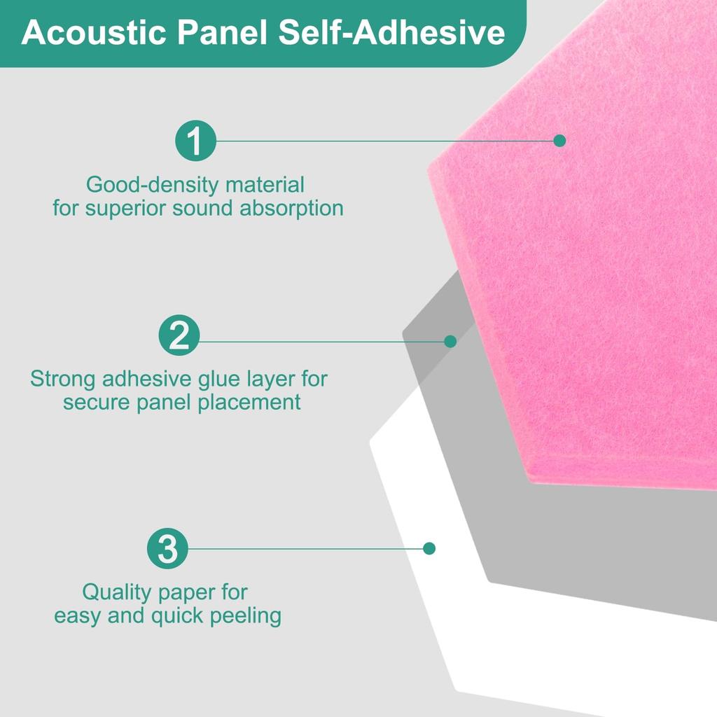 Uxcell 12-Piece Self-Adhesive Acoustic Panels, 12" X 10" X 0.4", Good Density Soundproof Padding, Hexagonal Soundproof Absorbent Panels, Insulation,
