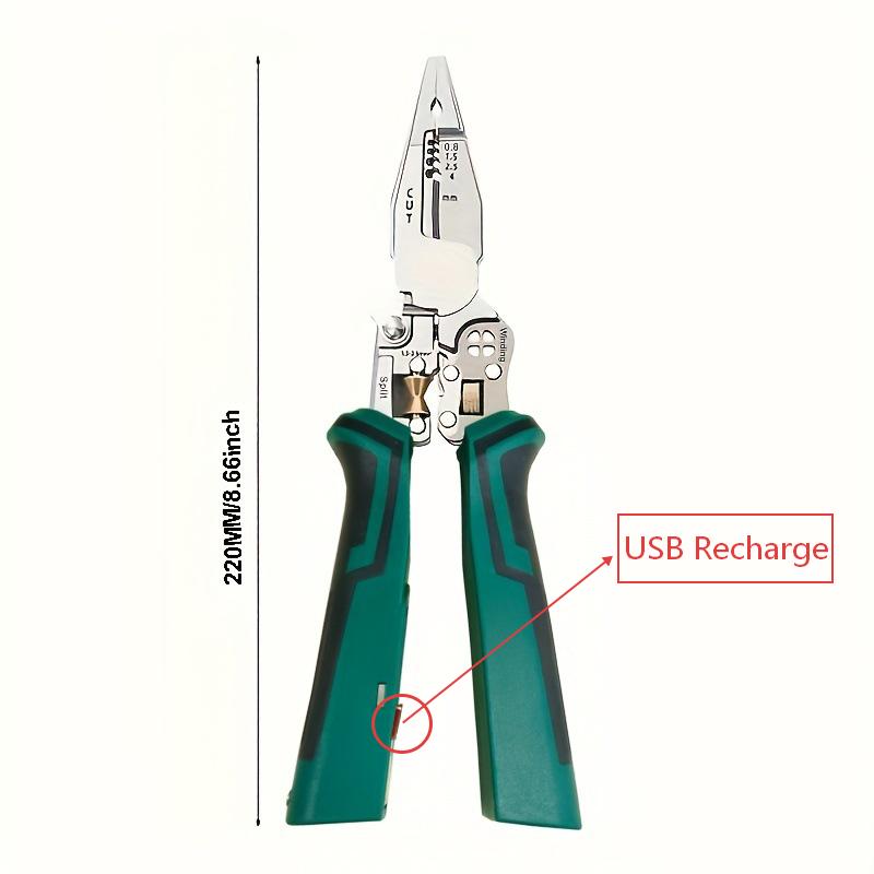 9-in-1 Multifunctional Wire Stripping Pliers with Voltage Tester, Wire Stripper/Cutter/Crimper Tool for Electrical Maintenance
