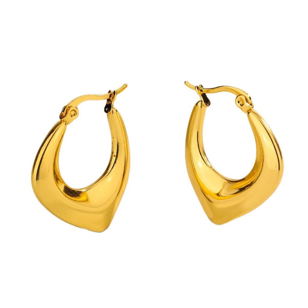 Hong Kong style retro light luxury U-shaped earrings 11k gold niche stud earrings jewelry design sense Spice girl earrings