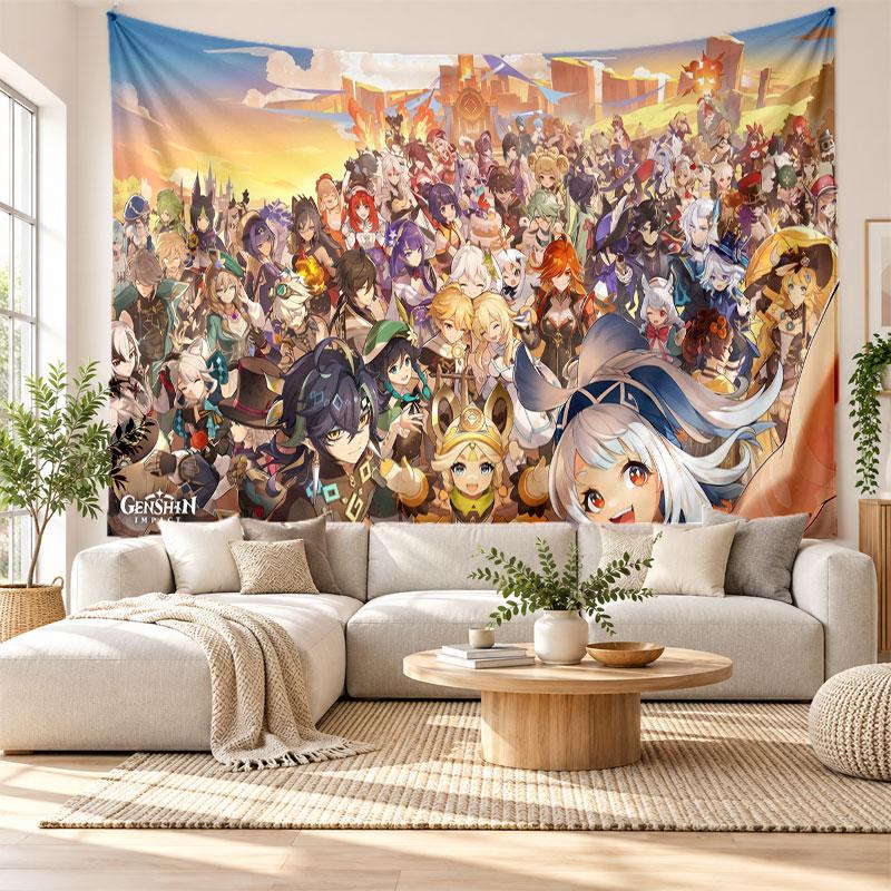 Genshin Impact Wall Tapestry Home Decor Hanging Cloth Art Background Tapestry for Bedroom