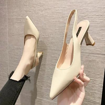 Fashion Summer Fashion New Pointed Toe Stiletto Heel Shallow Mouth Breathable PU Comfortable and Elegant Women's Shoes Sexy Sandals