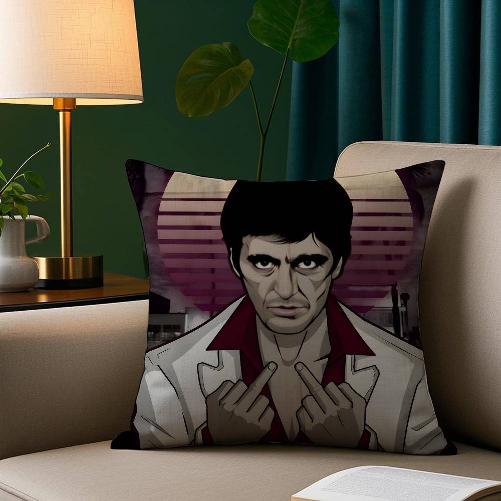 Classic Movie S-scarfaceS Vintage Pillow Case Short Plush Print Cushion Cover Square Throw Pillow Covers Sofa Home Decor