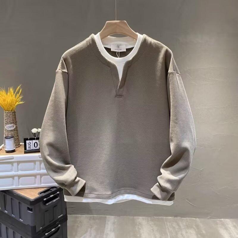 Pánský svetr Jaro 2024 Patchwork Různé barvy K pokožce šetrná látka Módní Všestranný top Ležérní S dlouhým rukávem Spodní tričko