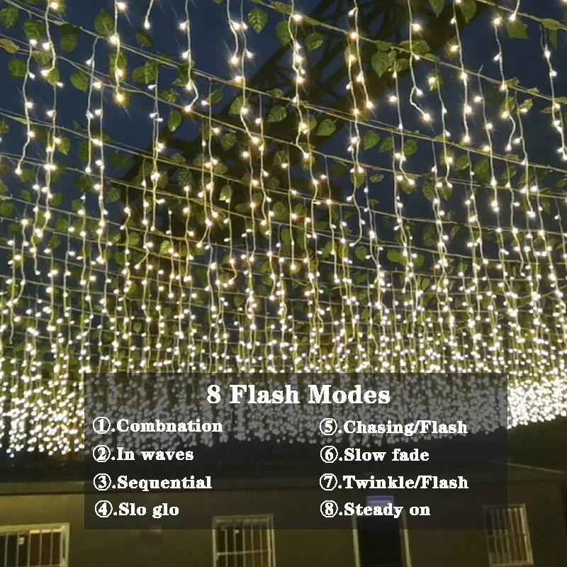 LED Curtain Icicle String Lights Christmas Garland Waterfall Droop 0.6m Garden Street Outdoor Decorative Holiday Lighting