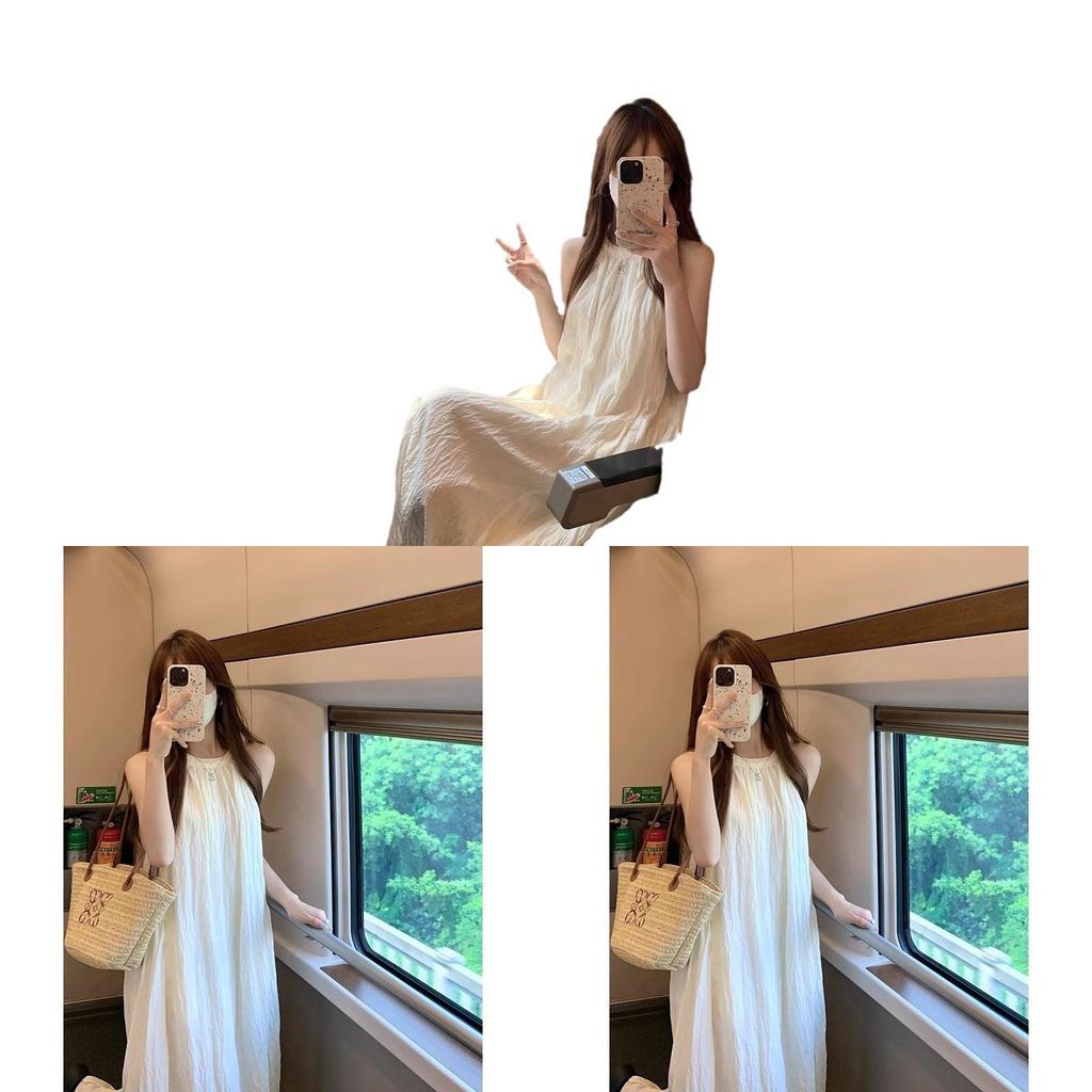 Summer Girl A Line Dress With 3d Pattern Polyester Sleeveless Tie Neck For Casual Wear