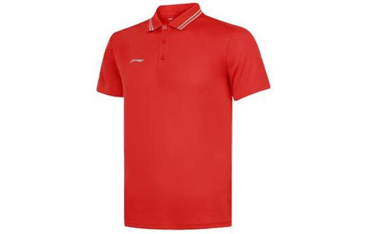 Men's Li-Ning Fitness Series Polo Shirts Men's Red Polo Collar Moderate Straight Fit