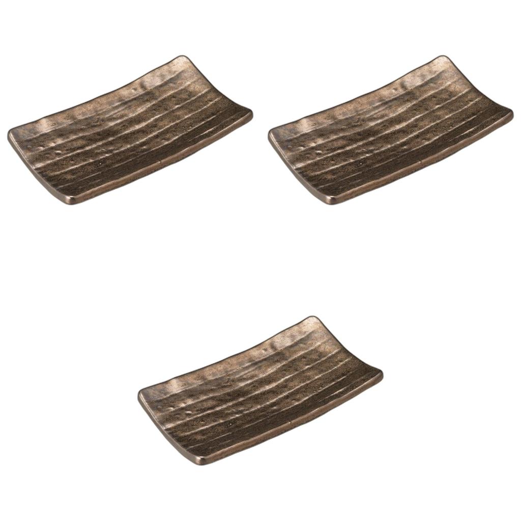 Set of 3 Pottery Plates x 12 x Pottery Setomonohonpo Gold-Decorated Four-Legged [22 3.5cm] Plates, Ceramic,