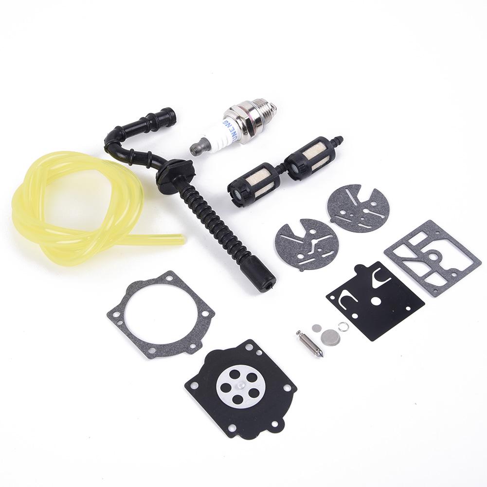 Fuel Filter Line Hose Package Suitable for 015 015AV 015L Chainsaw Part Complete Carburetor Repair Kit and Fuel Filters