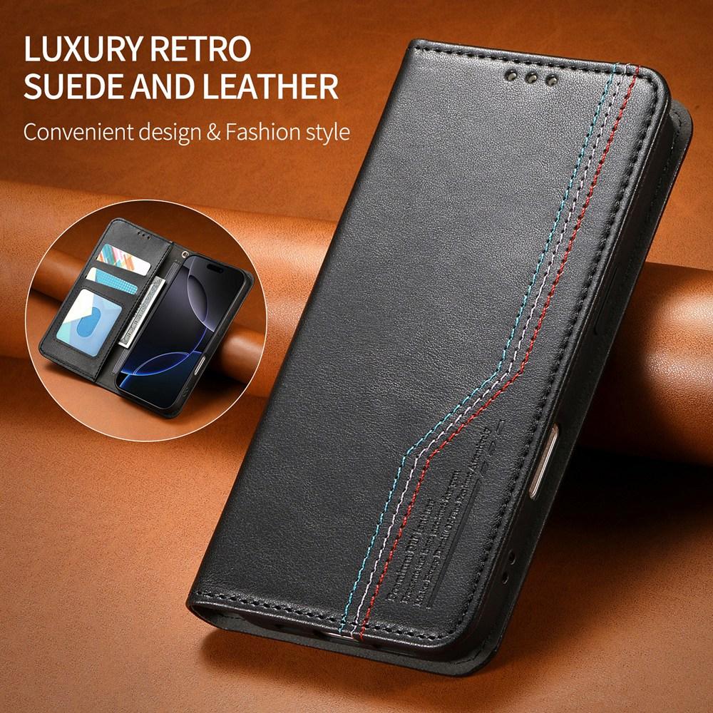 Ultra-Thin Strong Magnetic Wallet Phone Case with Card Slots, Photo Frame & Adjustable Viewing Stand - Anti-Slip Wrist Strap for iPhone / Samsung