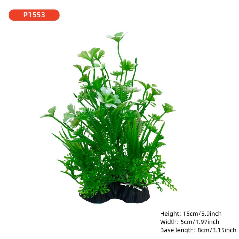 1PCS Aquarium Decor Set - Vibrant Green Plastic Plant Ornaments - Fish Tanks, Durable Pvc Material 15cm/5.9inch